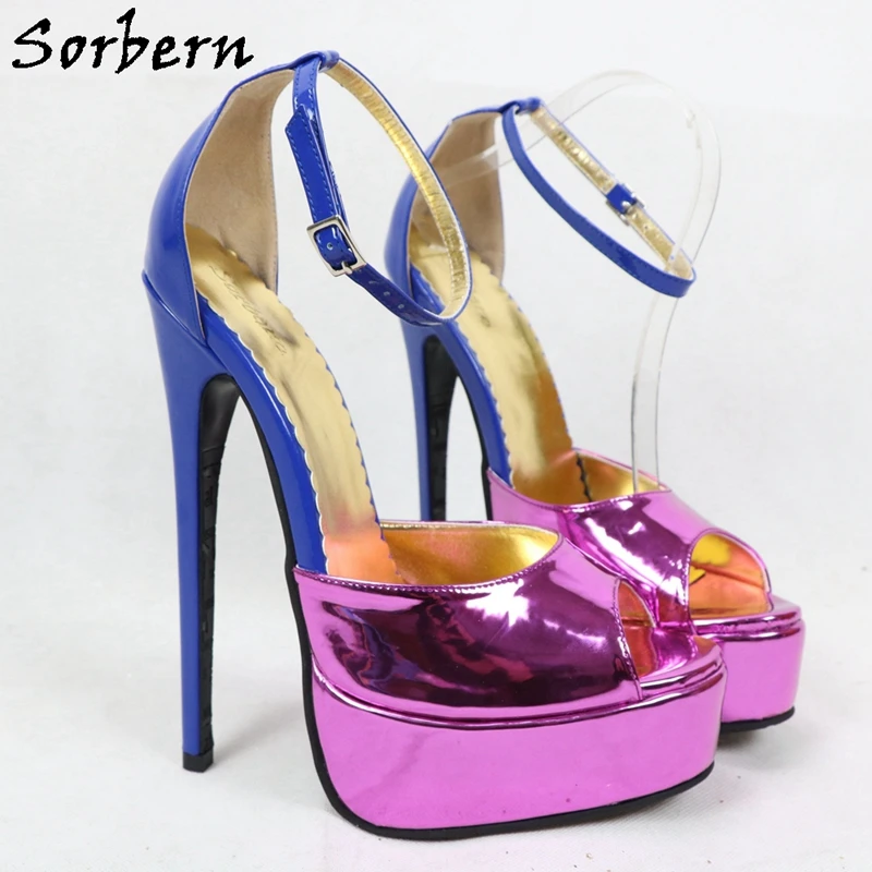 Sorbern Ankle Strap Summer Sandal For Women Platform High Heel Open Toe Female Sandals Custom Colors Lady Heels 14Cm 16Cm 18Cm