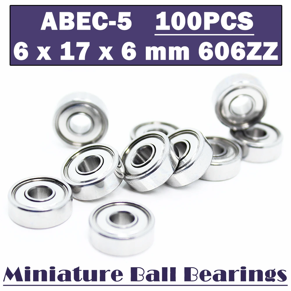 Roulements à billes miniatures 606ZZ ABEC-5, 100 pièces, 6*17*6mm, EMQ Z3V3