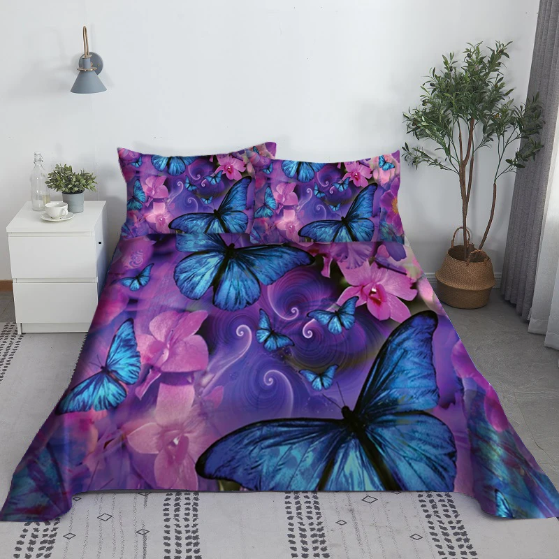 Colorful Butterfly Bedding Set Soft Bed Sheet 3D Bedding Digital Printing Bed Linen Queen Size Bedding Set Fashion Design