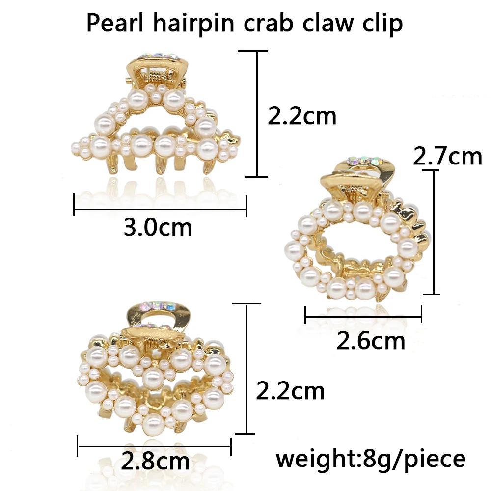 AINAMEISI Hot Korean Luxury Pearl Hair Claw Crabs Rhinestone Hair Clips Fashion Geometric Heart Hairpin Hair Jewelry Accessories