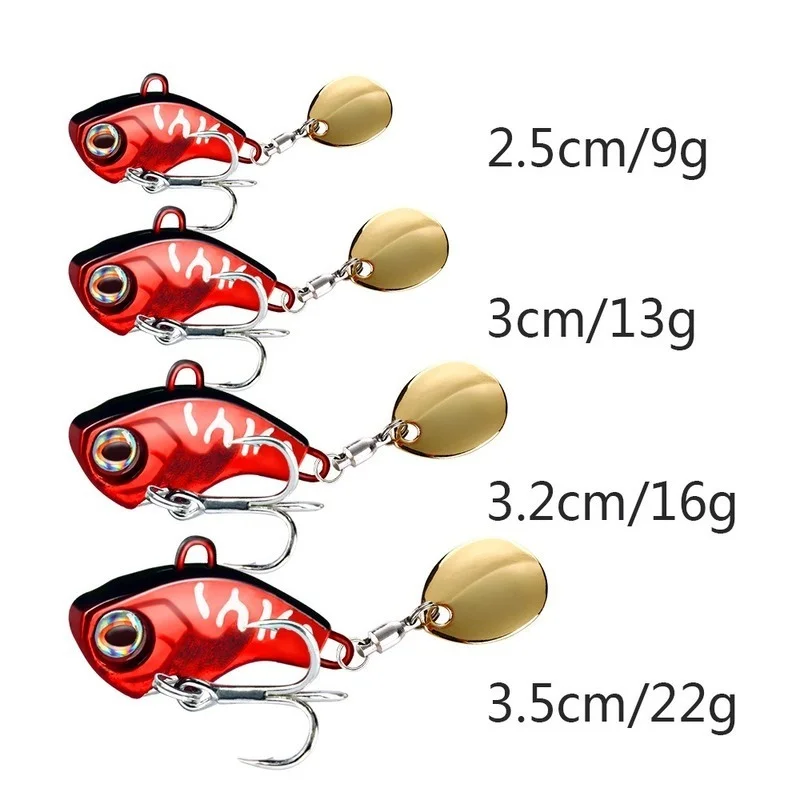 1 sztuk obracanie metalu VIB wibracji przynęty Spinner łyżka przynęty 9g 13g 16g 22g Jigs pstrąg zimowe wędkowanie twarde przynęty Pesca