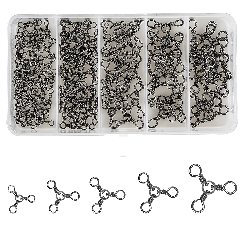 100 pçs 3 way pesca giratória mar rock trigeminal barril triplo conector acessórios gabarito isca de pesca equipamento