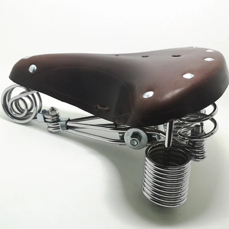 G46 Fahrradsattel Vintage 100% Rindsleder-Sattel Verstärkter Metallrahmen im Alten Stil – Detail 7