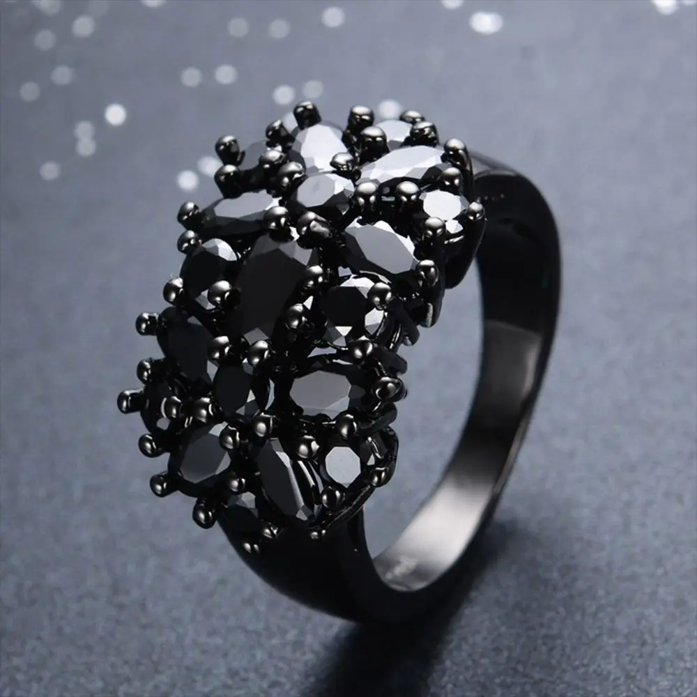 Bague incrustée de cuivre pour femmes et hommes, bordure narnoire, alliances, nouveau