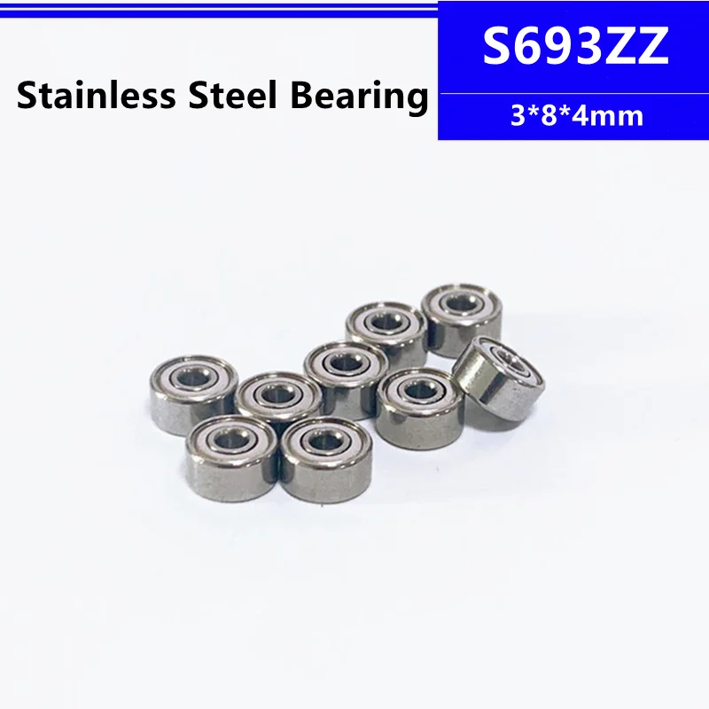 

10pcs/50pcs Stainless Steel bearing S693ZZ 3*8*4mm Deep Groove Ball Bearings 3x8x4 mm 693 S693 -2Z S693Z