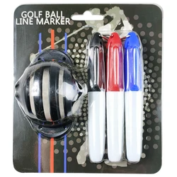 1Set strumento marcatore linea pallina da Golf strumento segni di allineamento modello triplo binario + 3Pen con confezione Blister regalo Golf