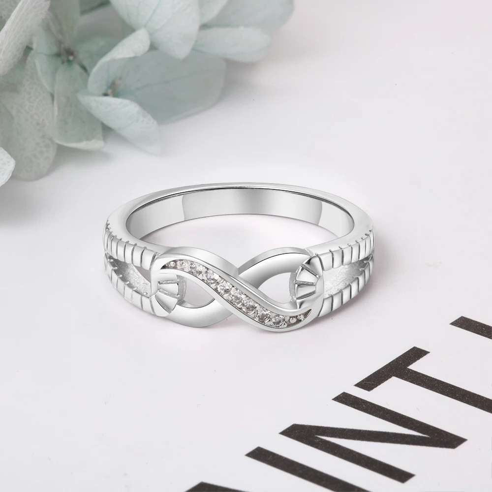 Personalized 925 Sterling Silver Eternity Ring Women Engraving Infinity Rings Wedding Promise Rings for Her (RI103717)