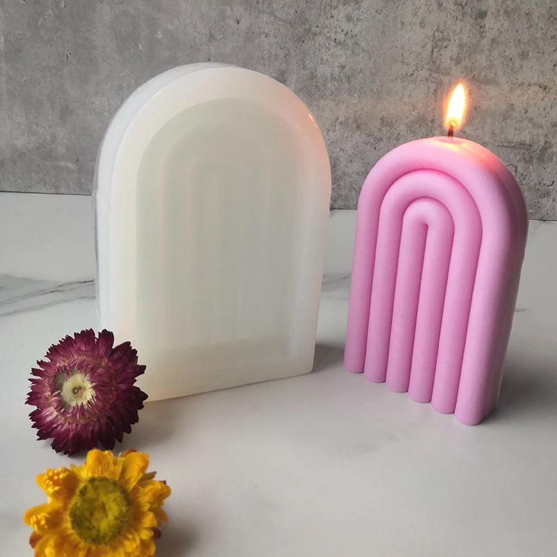 

BT0004 New Custom Design DIY Cute Fluted Swirl Irregular Shape Candle Mould Twist Ripple Fancy Boho Rainbow Arch Silicone Mold