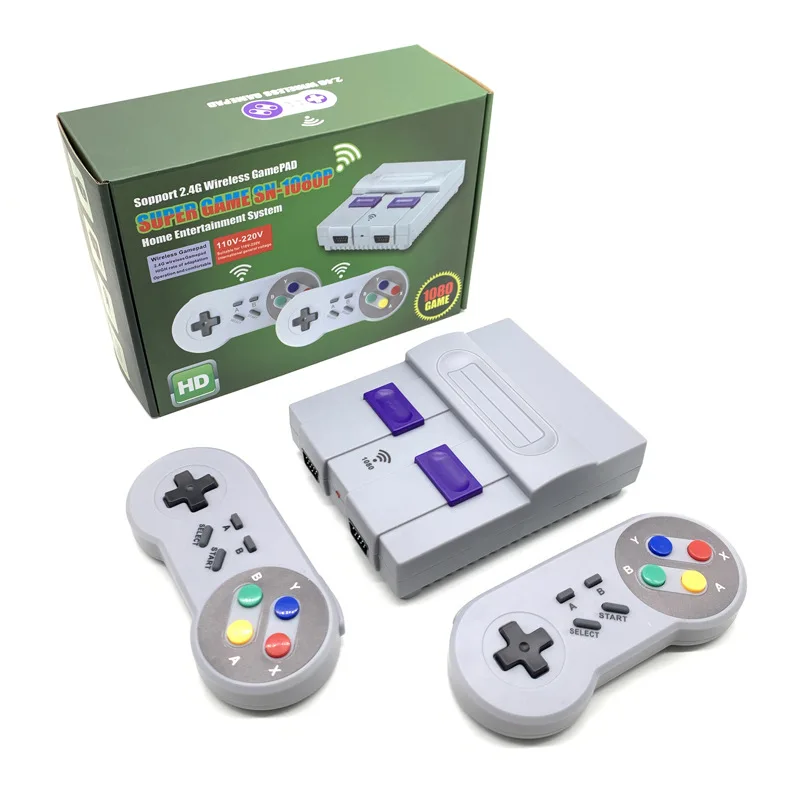 Super HD Output SNES Retro Classic Handheld Video Game Player TV Mini Game Console Built-in 1080 Games with Dual Gamepad