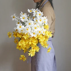 Artificial Daisy Wedding Bridal Bouquet Home Decor Silk Small Daisy Fake Flowers White Yellow Purple Simulation Flowers