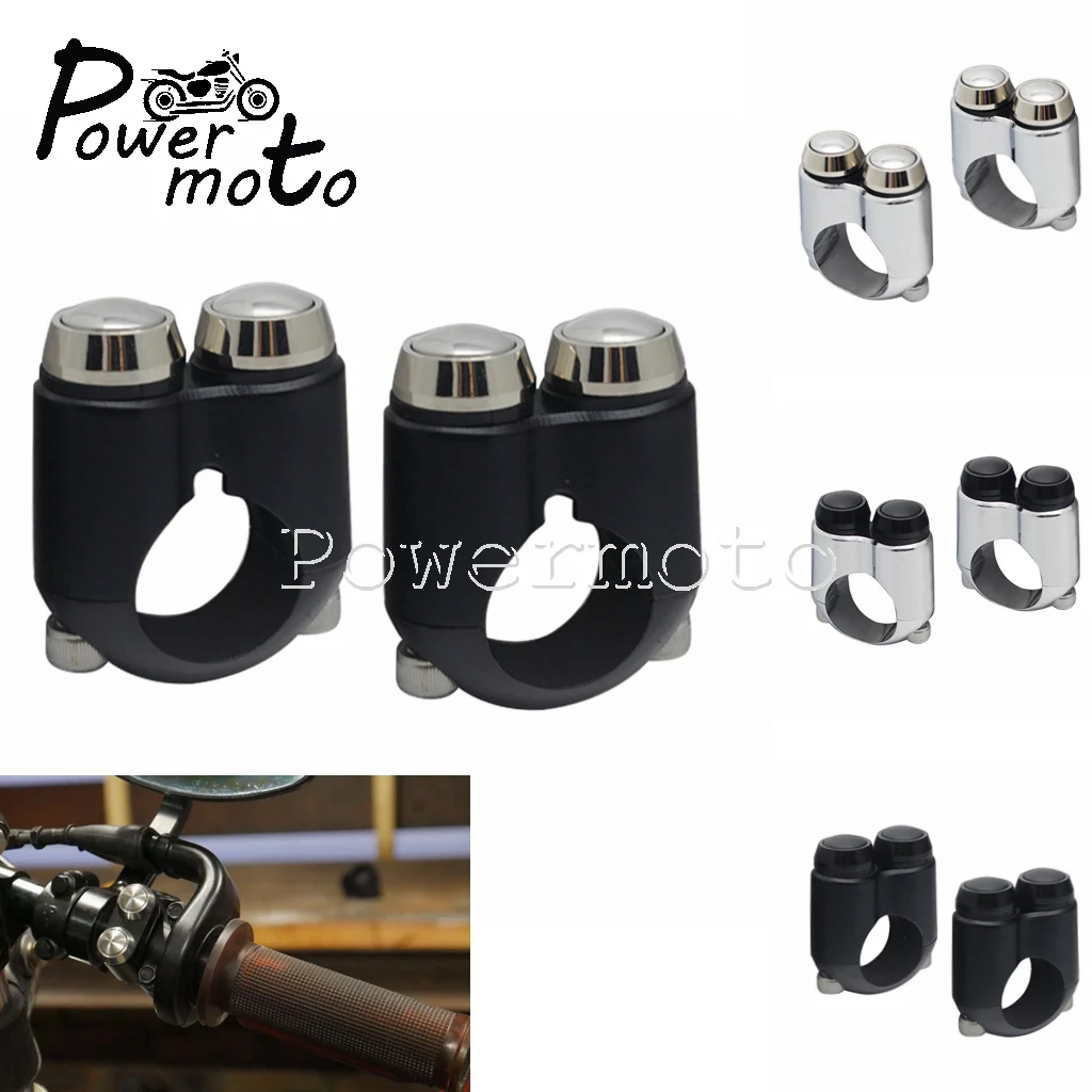 

2X Motorcycle 1" 7/8" Hand Control Switch For Motorcycle Bike Cafe Racer 22mm/25mm Dual Momentary Buttons Handlebar Switch