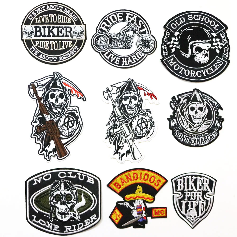 Motorcycle Sons of Bandidos patches badge for Ride Fast Bikfer for life Old school Badges Sticker of Ride to Live Skull Patches