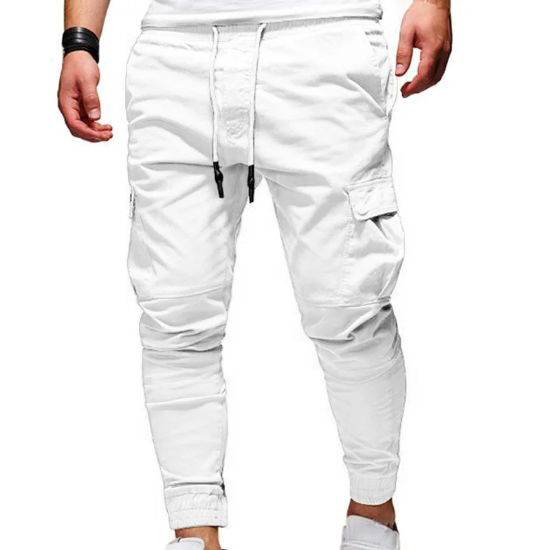 Men\'s Oversize Pants 2021 New Casual Solid Cargo Pants Men Trousers Drawstring Elastic Waist Joggers Men Sweatpants Streetwear