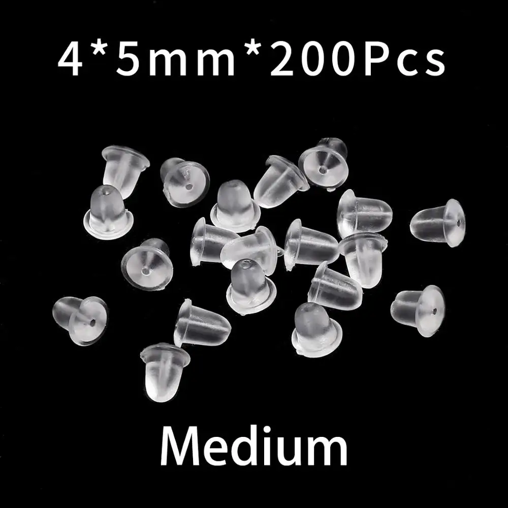 200pcs/lot Rubber Earring Back Silicone Round Ear Plug Blocked Caps Earrings Back Stoppers For DIY Parts Jewelry Findings Making