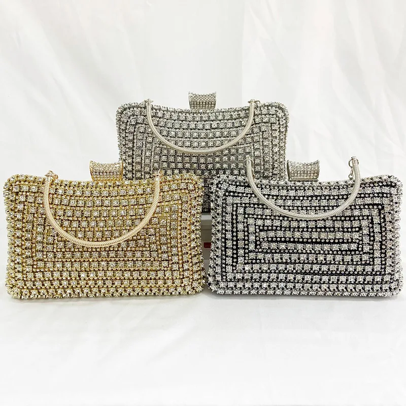 Pochette en cristal de marque de luxe pour femmes, Sac de soirée, petits sacs à main de fête de mariage, Sac à bandoulière doré X572H