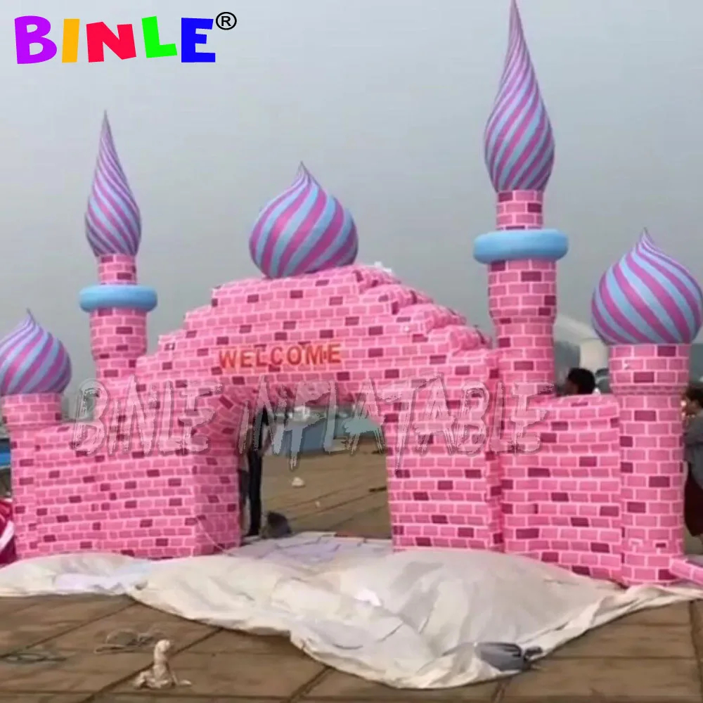 

Durable pink princess Inflatable Welcome Entrance Archway Inflatable Castle Arch for event party decoration