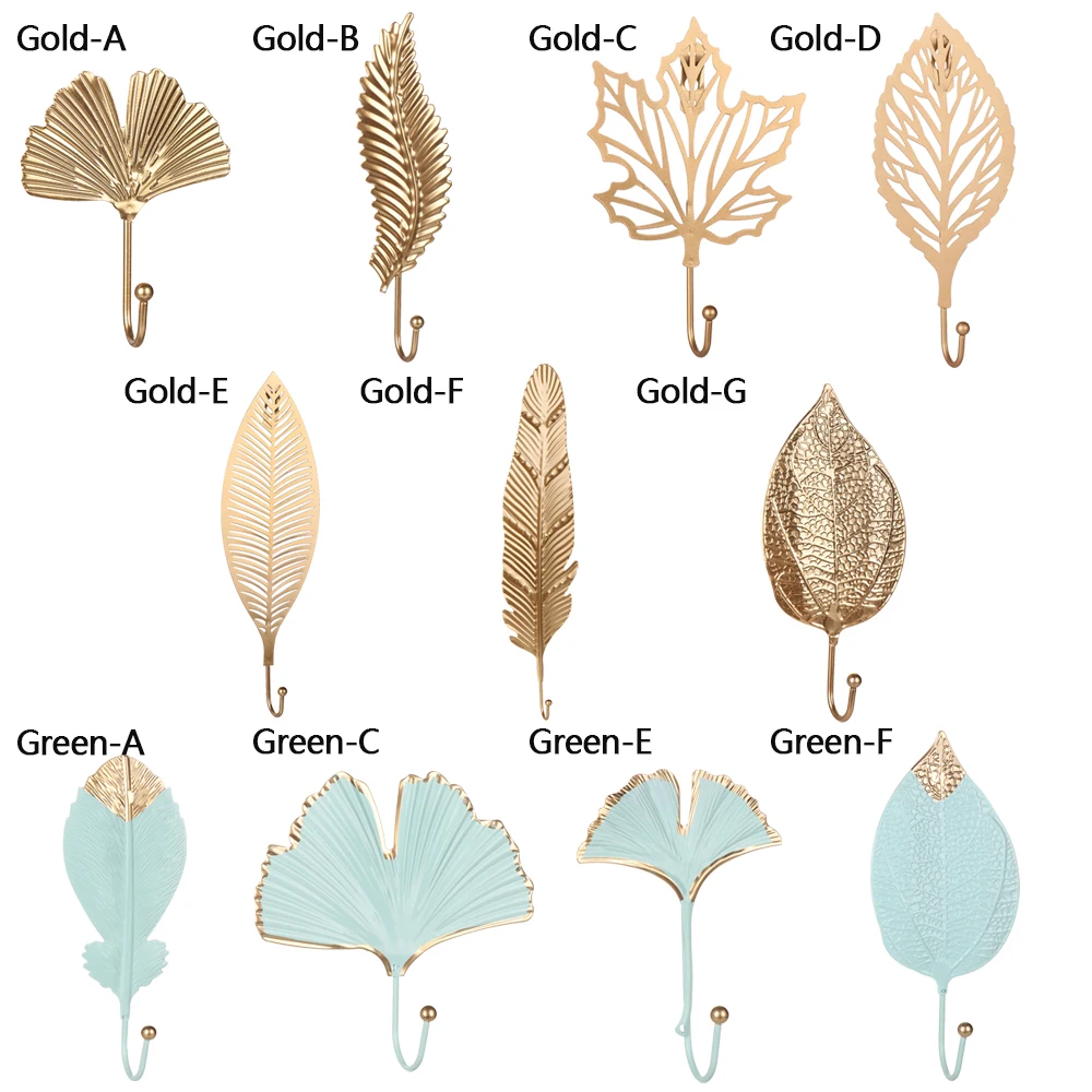 Styl skandynawski kutego żelazny hak kształt liścia wiszący stojak do przechowywania złota/zielona ściana wieszak na ręczniki ubrania Home Organizer