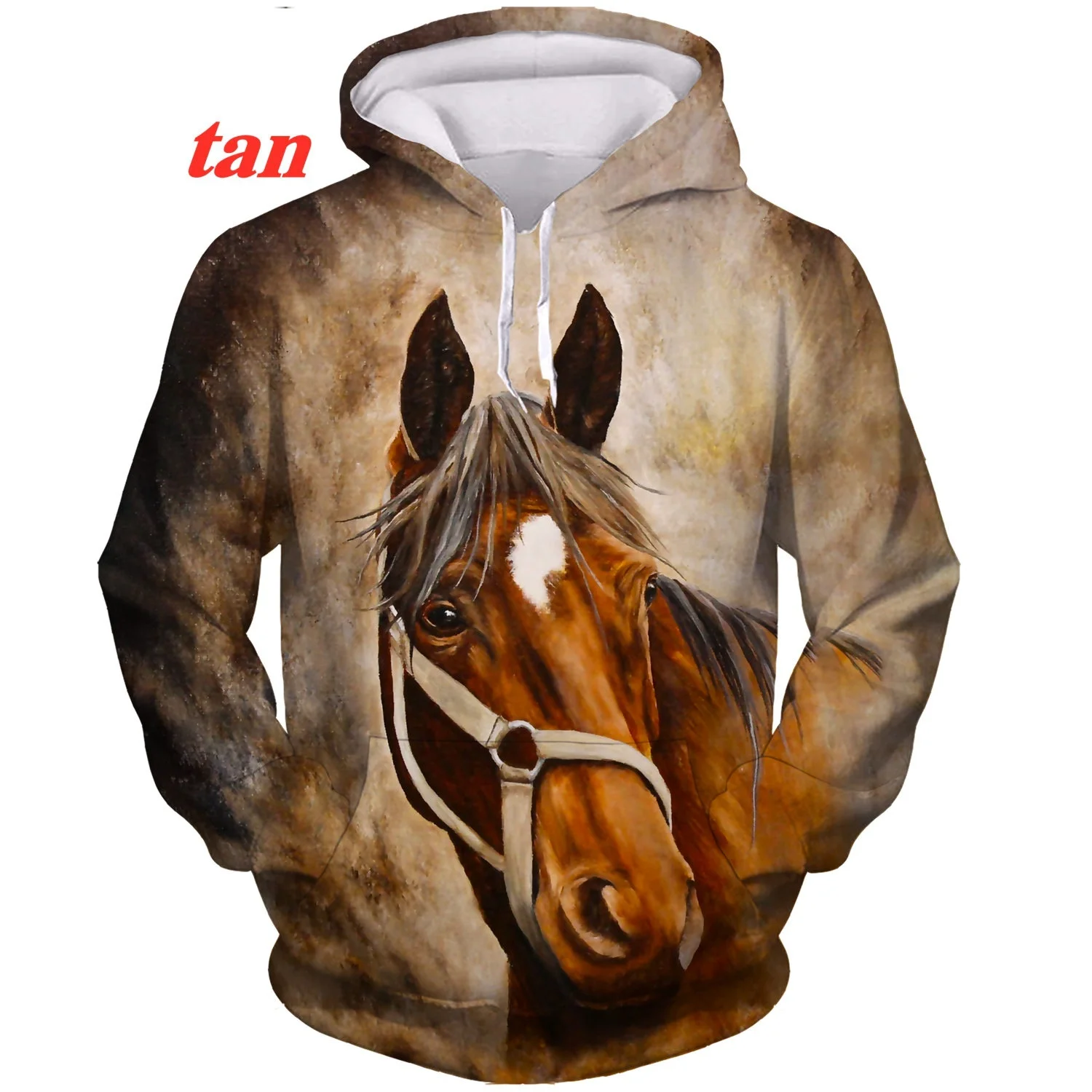 Fashion Horse 3D Print Hoodies Animal Pullover Hooded Sweatshirts Casual Cartoon Long Sleeve Shirts