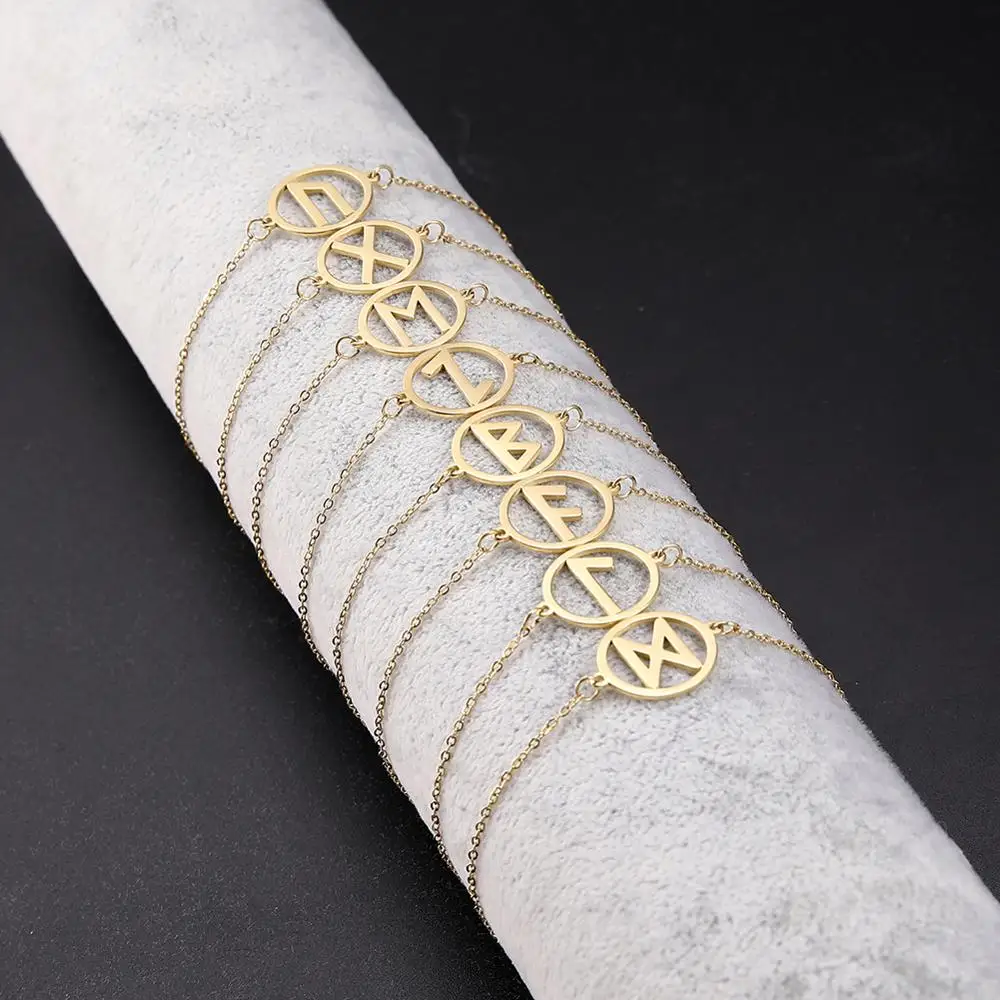 Dawapara Vintage Runes petit Bracelet à breloques bijoux en acier inoxydable nordique ancien Patron Saint Bracelets à breloques
