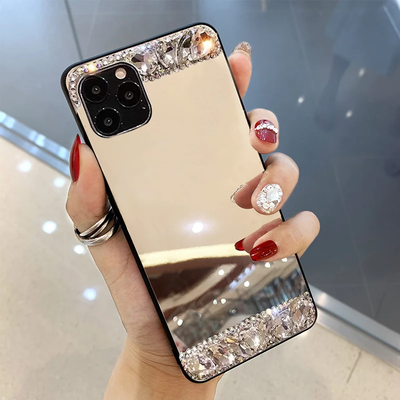 Fashion Diamond Mirror Phone Case on For Xiaomi mi 11 lite 11lite mi11 mi 10t lite 10pro 9pro mi11t Protection TPU Back Cover image 2
