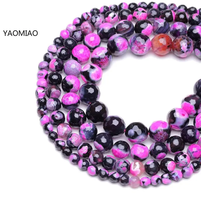 Wholesale Faceted  Red Fire Agates Natural Stone Beads Round Loose Beads For Jewelry Making 15