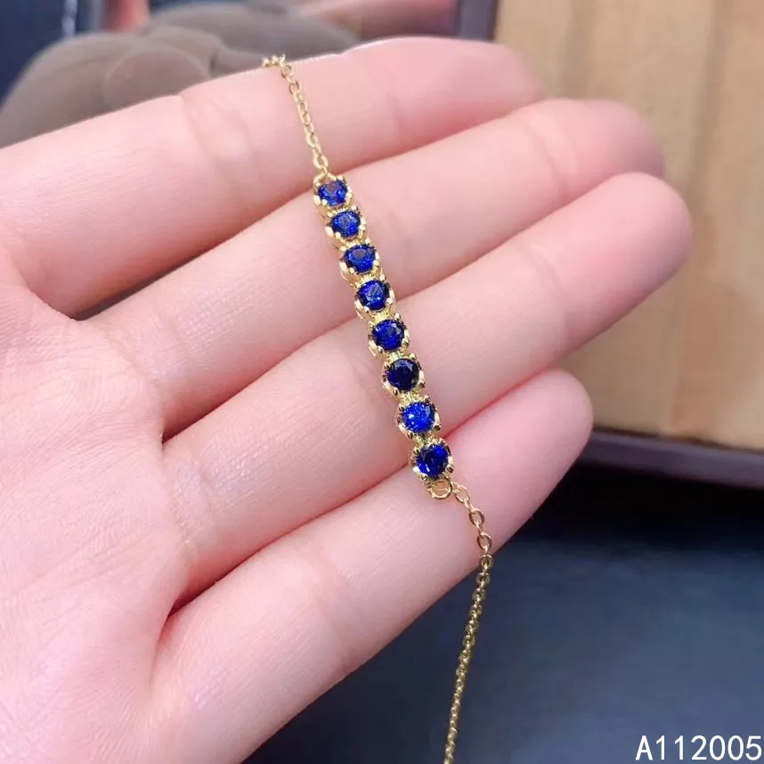 KJJEAXCMY Fine Jewelry 925 Sterling Silver inlaid gemstone sapphire women's hand bracelet vintage support detection