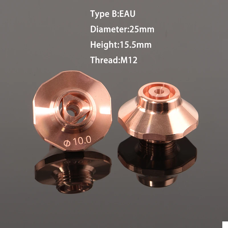 Miễn Phí Vận Chuyển OEM EAA EAU EAK Sợi Cắt Laser Vòi Phun Cho Máy Kim Loại 0.8 Sang 2.7Mm Dia25mm H15.5mm đường Chỉ May 12Mm