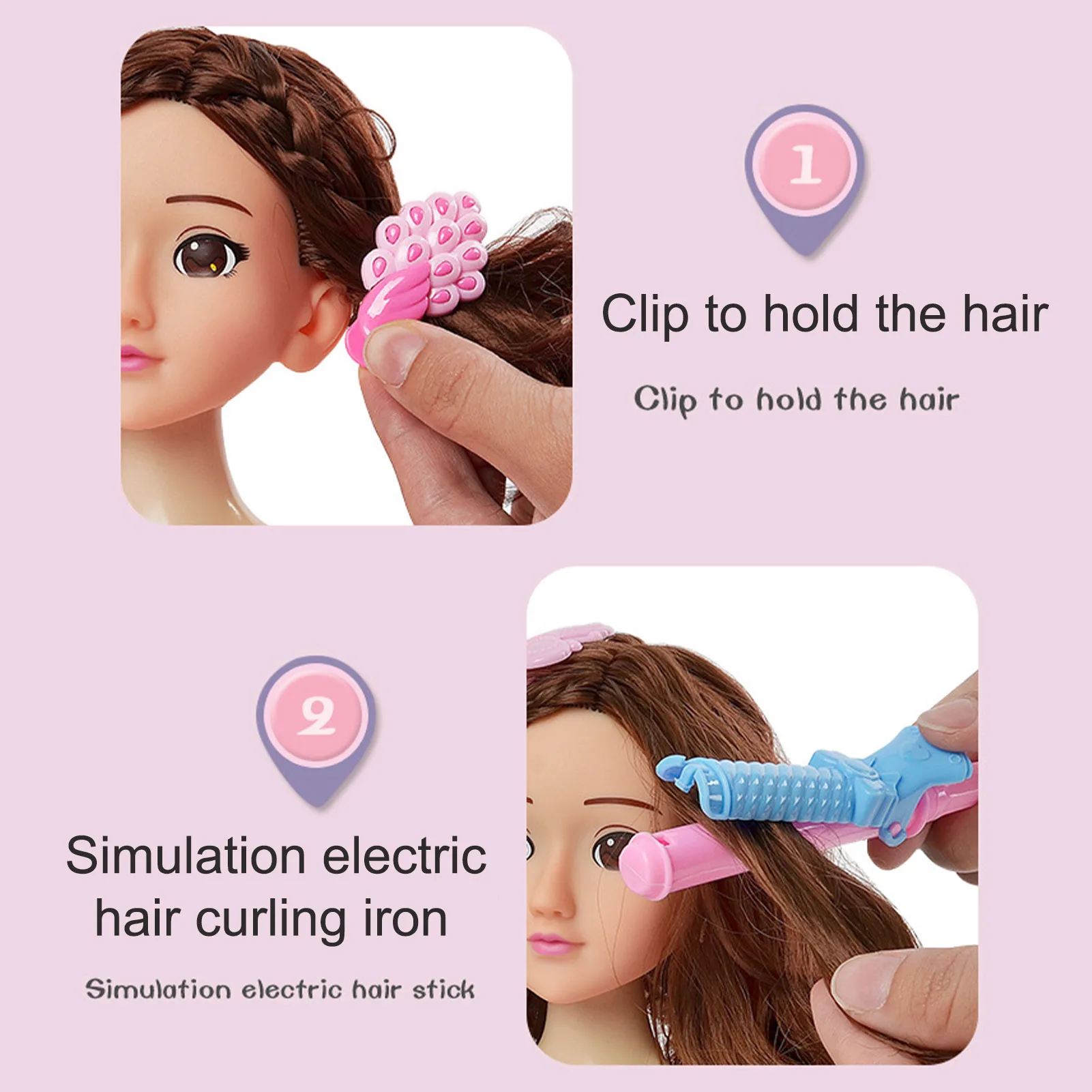 Girls Doll Head Playset Hair Styling Doll Head With Accessories Cultivating Games Girl Games