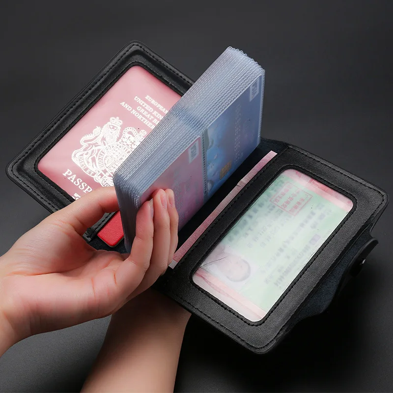 

New Genuine Leather Function 40 Bits Card Case Business Card Holder Men Women Credit Passport Card Bag ID Passport Card Wallet