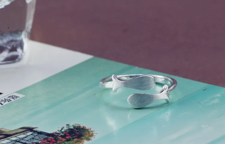 REETI 925 Sterling Silver Rings For Women  Fish Open  ring  Style Lady Prevent Allergy Sterling-silver-jewelry