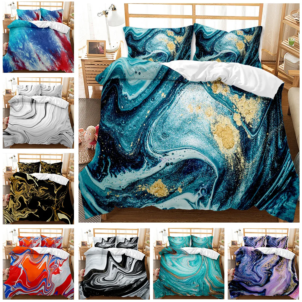 

3d Marbling Bedding Set Luxury Duvet Cover Quicksand Abstract Bedclothes King Queen Size Microfiber Home Textiles Bedspreads