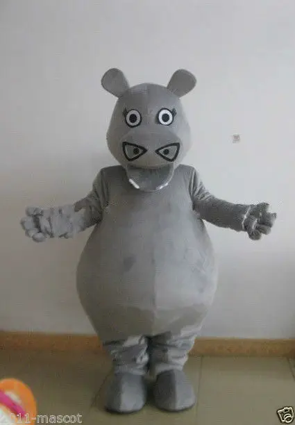 Nova versão a adorável hippo cinza mascote traje adulto festa de aniversário fantasia vestido halloween cosplay roupas de natal