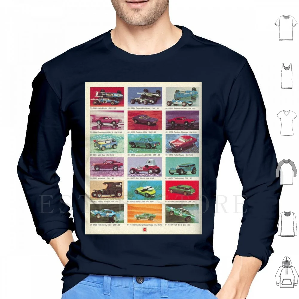 1973 Redline cartel alemán sudaderas con capucha de manga larga Redline Redline Hot Wheel Matchbox catálogo tienda juguetes Vintage juguete