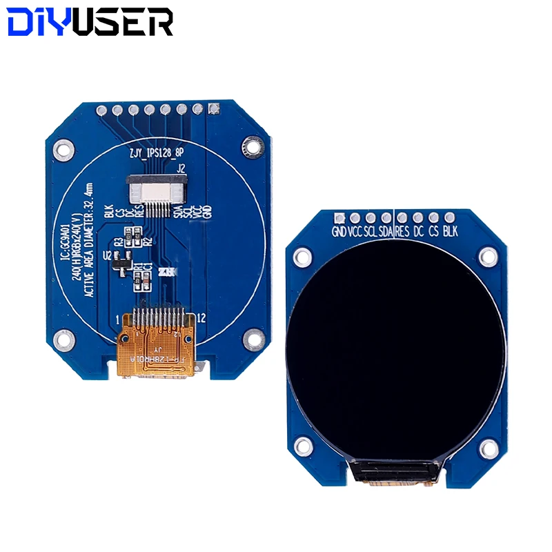 Dc 3.3v 1. módulo de exibição tft lcd de 28 polegadas redondo rgb ips hd 240x240 resolução gc9a01 driver 4 fio placa adaptador interface spi
