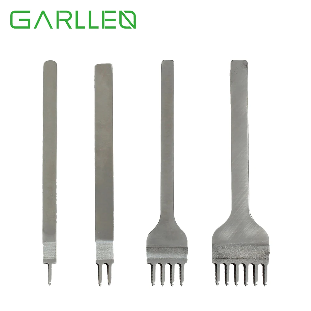 GARLLEN 4mm Hole Punches 1+2+4+6 Prong Lacing Stitching Punch Hole Punch Craft Tool For Medium Thickness Leather Items Wallets