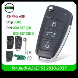 DIYKEY dla Audi A1 Q3 S1 Pilot zdalnego sterowania 8X 0837220   / 8X 0837220 D Zintegrowany układ ID48 434 MHz ASK 8X0 837 220 8X0 837 220 D