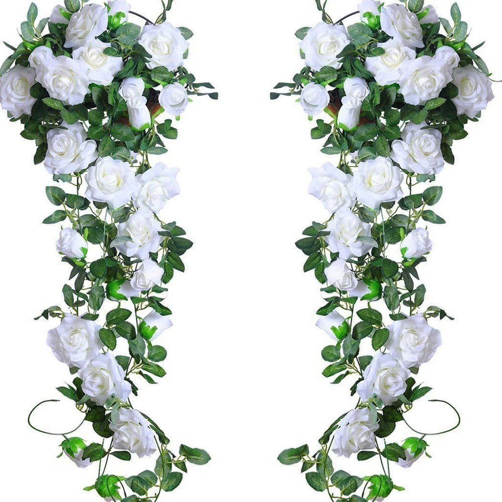 250CM Silk Roses Lvy Vine Green Leaves Garland For Home Wedding Decoration Fake Leaf Diy Hanging Garland Artificial Flowers