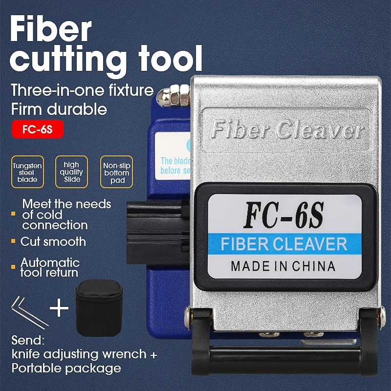 FC-6S Fiber Cleaver FTTH Optical Fiber Cable Cutting Tools Fiber Cable Cutter Knife 16 Surface Blade Metal Material