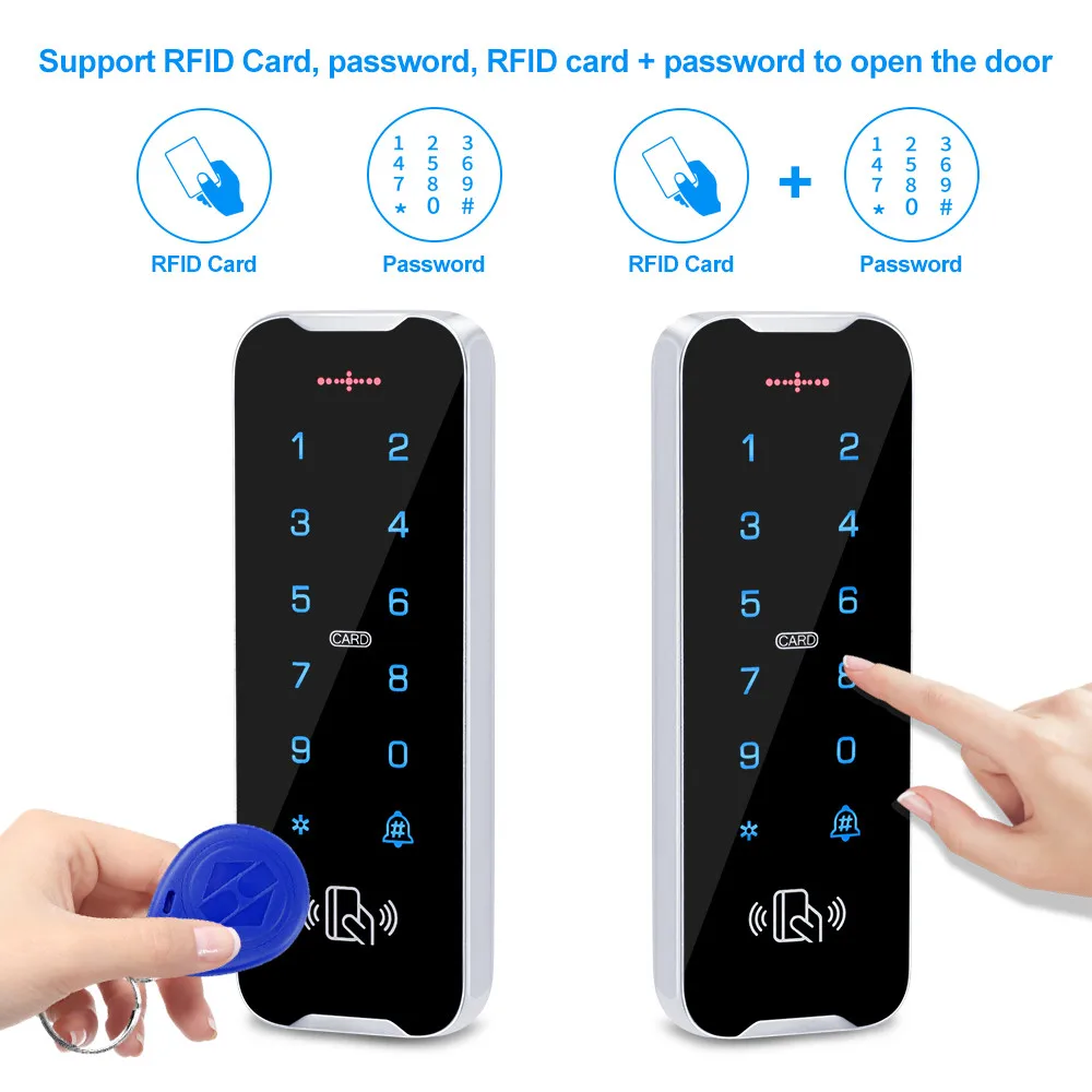 IP68 Waterproof Access Control Keypad Outdoor RFID Access Controller Metal Keyboard 125KHz EM Cards Door Opener System WG26/34