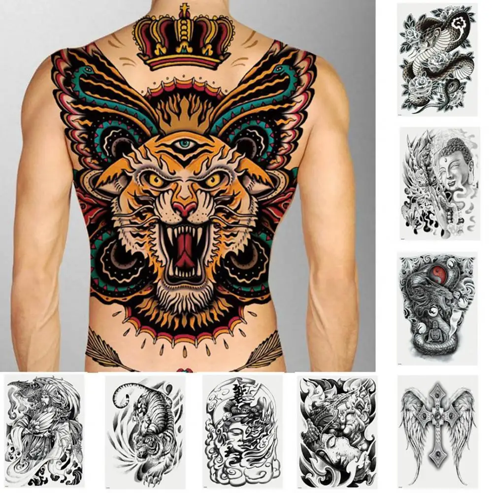 

50% Hot Sale 1 Pc Tattoo Sticker Waterproof Unisex Black Body Art Full Back Temporary Tattoo Stickers for Party