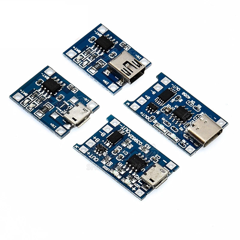 5 piezas de módulo cargador de batería de litio TP4056 para 18650, USB tipo C/Micro/Mini, 5V 1A, con protección dual de 1A para Li-ion 2