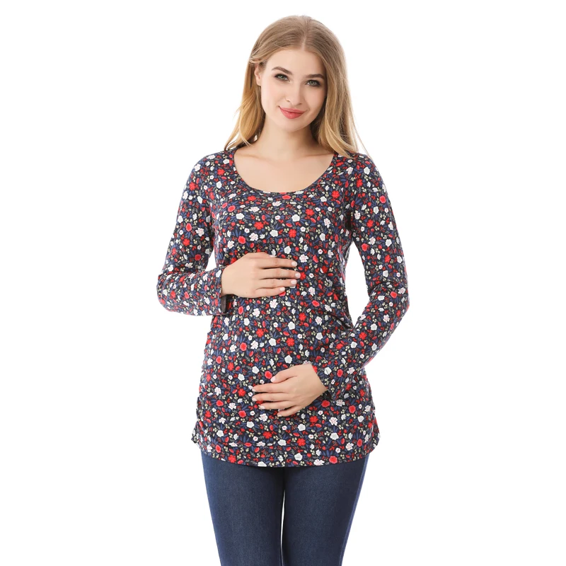 Ropa de maternidad de manga larga para mujeres embarazadas, camisetas de lactancia, Camiseta de lactancia, otoño y primavera, 2024