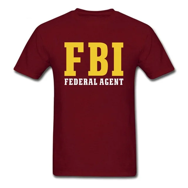 Men Pure Cotton Short Sleeve Tshirt Youth FBI Men T-Shirt Agent Secret Service Police CIA Staff Tee