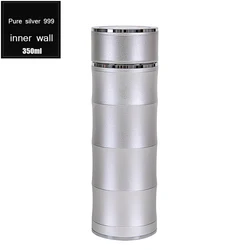 Sterling Silver 999 Vacuum Water Cup Sealed and Leak-proof Stainless Steel S999 Tea Cup Business Gift Car Thermos Cup 350ml