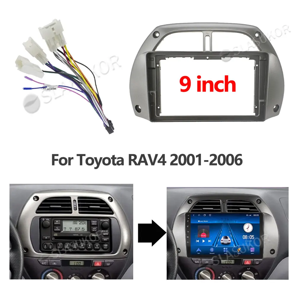 

For Toyota RAV4 2001 2002-2006 Car Fascia Wires Board Control CANBUS Work Stereo Panel Dash Installation DVD Frame 9 Inch 2din