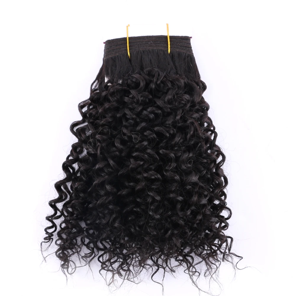 100 g/stks korte Afro Kinky Krullend Haar weave bruin Hoge Temperatuur Synthetisch Haar uitbreiding