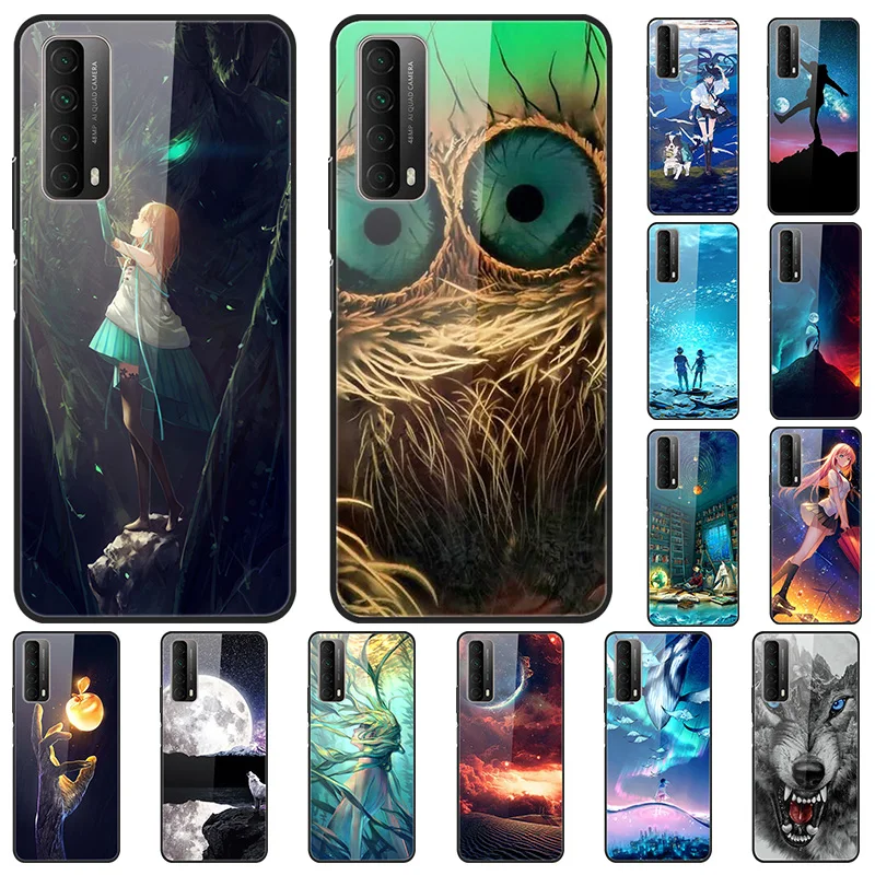 For Huawei P Smart 2021 Case Tempered Glass Luxury Cool Cover For Huawei P Smart 2021 Hard Back Case PPA-LX2 PSmart Phone Fundas