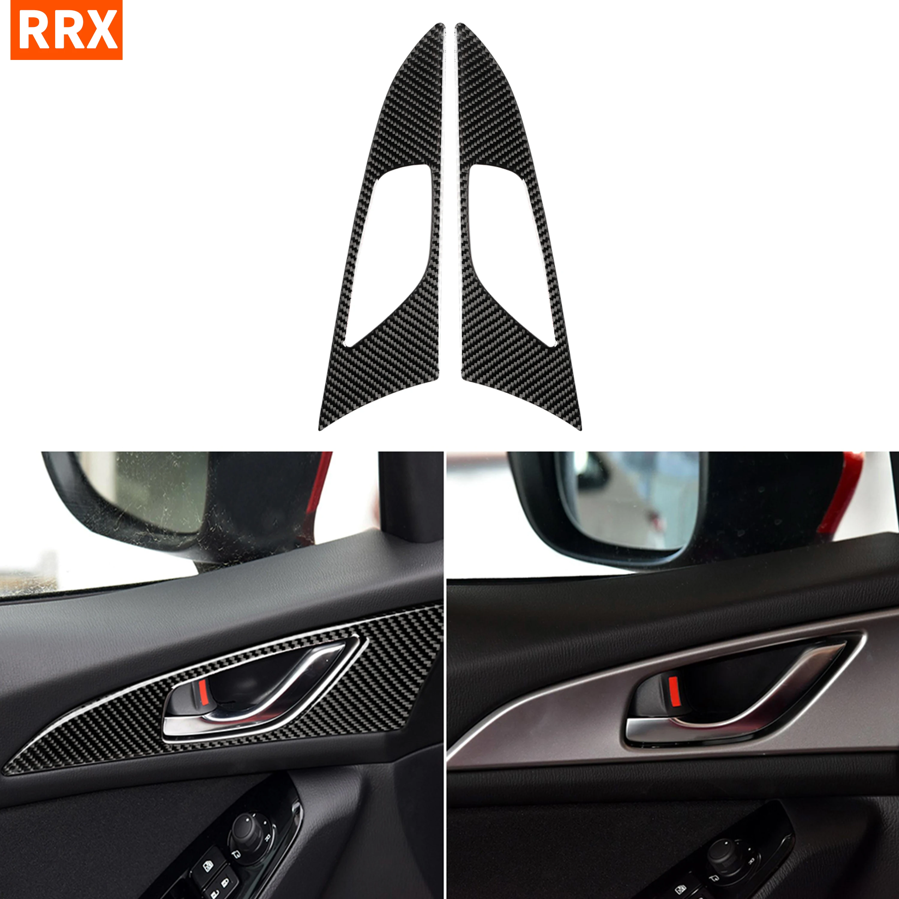 

For Mazda3 Axela 2013-2016 Car Accessories Carbon Fiber Interior Sticker Inner Door Handle Panel Frame Trim Decoration Cover