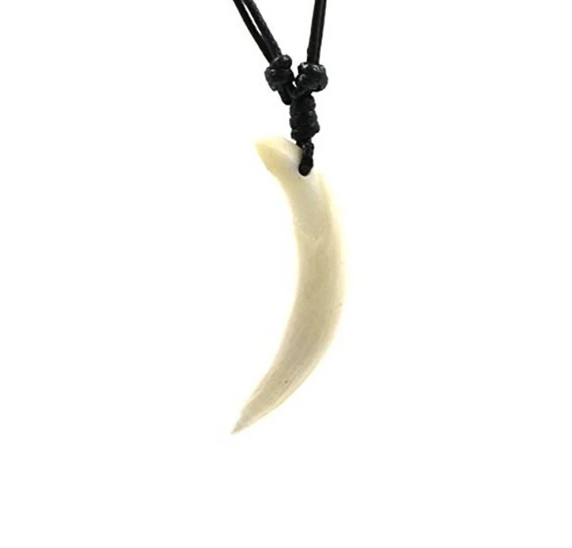 Men\'s Real Teeth Pendant Necklace Wild Boar Tusks Tribal Amulet Necklaces for Women Wholesale