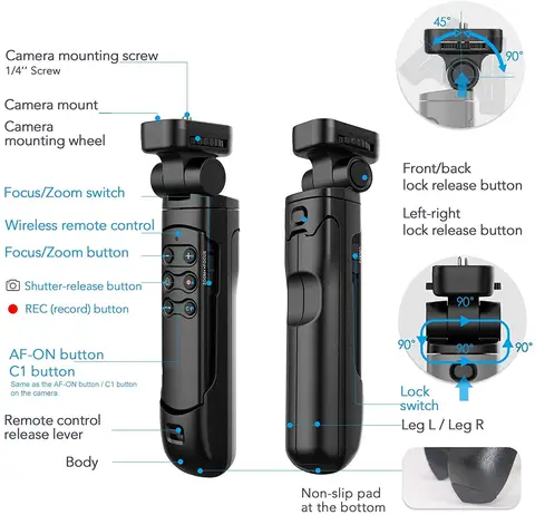 Replace Sony GP-VPT2BT Wireless Remote Camera Shooting Grip Vlogging Tripod Selfie Stick for Sony a6700 a7IV a7RV ZV-1II ZV-1f